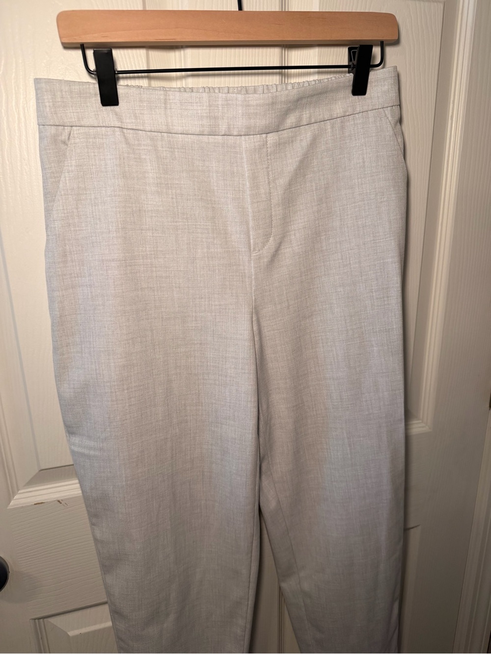 Banana Republic Women's Hayden Petite Light Gray Straight Leg Dress Trousers